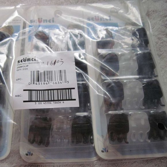 12 Scunci EffortlessBeauty 5/8" Small Plastic Jaw Hair Clips Black Frosted Clear - Picture 6 of 8